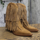 Universal Thread Womens Austin Fringe Western Ankle Boots 94463099 Tan Brown 8M