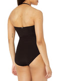 Anne Cole Womens Twist Front Shirred One Piece Swimsuit MYMO00501 Black 10