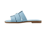Tommy Hilfiger Triple Strap Slide Open Toe Flat Sandals Light Denim Blue 7M