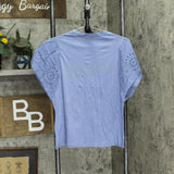 Gap Women's Eyelet Flutter Short Sleeve Scoop Neck Shirt QLT50285
