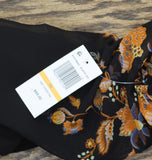 MSK Round Neck Contrast Sheer Long Sleeve Midi Shift Dress Black / Multi PS