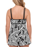 Swim Solutions Princess Swim Dress One Piece Swim Leafing Matter Black White 12