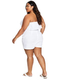 Bar III Strapless Ruffled Eyelet Belted Romper 100150774WM White 18W