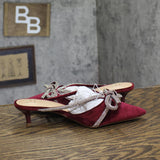 A New Day Womens Gwen Rhinestone Bow Heels 94656736 Burgundy Red 6.5M