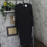 A Pea In The Pod Womens Knit Midi Maternity Side Slit Long Sleeve Dress Black S