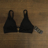 Lauren Ralph Lauren Beach Club Solid Macrame Ring Top Swim Bikini Black 12