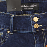 White Mark Plus Size Super Stretch 3 Pocket Jeans Dark Wash Leopard Blue 16W