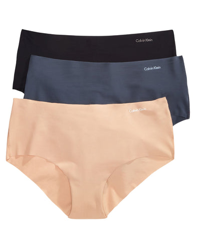 Calvin Klein Womens 3-Pack Invisibles Hipster Panty Set QD3559 Black Multi S