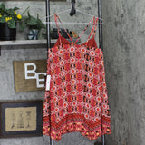 Teeze Me Juniors Spaghetti Strap Tribal Bandeau Dress Fire Red Multi S