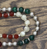 Lane Bryant Dual Strand Beaded Organic Stone Necklace Silver Gray Multi 36"