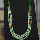 Sea Glass Beaded Multi Strand Necklace Gold / Green 28" + 3"