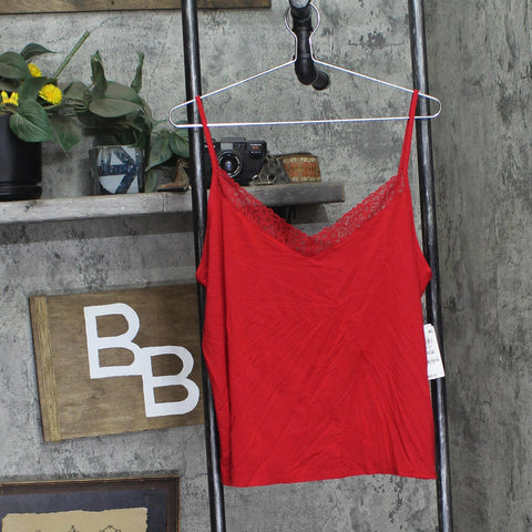 State Of Day Womens Lace-Trim Camisole Pajama Top 100198303MS Tango Red L