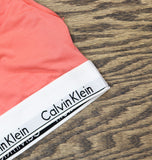 Calvin Klein Womens Lined Racerback Sports Bra Coral Pink Multi XS