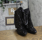 A New Day Womens Abba Sequin Foldover Tall Boots 91636693 Black 6.5M