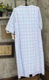 Miss Elaine Womens Petite 3/4-Sleeve Plaid Zip Robe Nightgown Turquoise Plaid PS