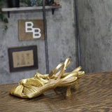 Jewel Badgley Mischka True Kitten Heel Sandals Wrap Strap Gold Yellow 6.5M