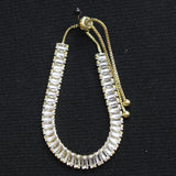 Emerald-Cut Slider Adjustable Tennis Bracelet Gold / Clear