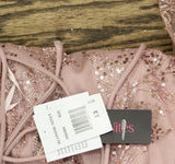 Blondie Nites Juniors Glitter Sequined Corset-Bodice Gown Dress Rose Pink 13