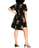 City Chic Womens Trendy Plus Size Beloved Floral Mini Dress Black Multi 20W