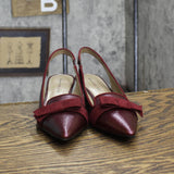 Bandolino Womens Low Block Heel Ribbon BDYESMINNA Sandals Maroon Red 6M