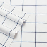 Nautica Cotton Percale 4-Piece Windowpane Sheet Set Plot Blue / White Full