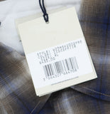 Officine Generale Sleeve Button Front Shirt Iced Coffee Cream / Navy Blue XL