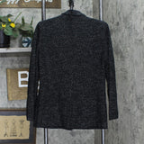 Lucky Brand Womens Textured 1 Button Knit Sweater Blazer Jacket Black / White M