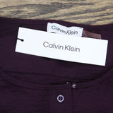 Calvin Klein Womens Roll Sleeve Blouse w/Tie Waist M2FA8652 Aubergine Purple XS