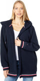 Tommy Hilfiger Sherpa Open-Front Hooded Fleece Jacket J2XE0410 Navy Blue XS