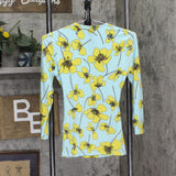 Anne Klein Womens Petite Side-Tie Knit Top Blue Multi PXS