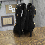 A New Day Justice Studded Faux Suede Mid-Calf Boots Jet Black / Gold 7.5M