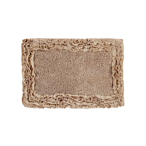 Better Trends Cotton Shaggy Border Ruffle Bath Rug Beige Brown 17 in. x 24 in.