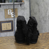 Journee Collection Jester-01 Faux Suede Buckle Flat Boots Black 6M