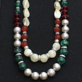 Lane Bryant Dual Strand Beaded Organic Stone Necklace Silver Gray Multi 36"