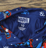 Marvel Boys Button Up Spider Man Christmas Pajama Shirt Top Blue 10