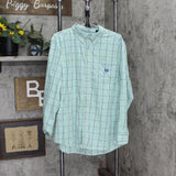 Chaps Mens Easy Care Long Sleeve Button Up Shirt Pocket Green Plaid XL