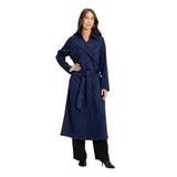 A New Day Faux Suede Trench Belted Coat Jacket 94645023 Navy Blue XS