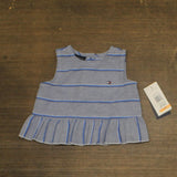 Tommy Hilfiger Baby Girls Striped Sleeveless Shirt Top Navy Blue 12M