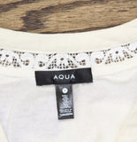 Aqua Womens Button Up Crochet Trim Placed Floral Blouse IBO26966 Blue Multi S