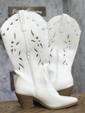 Universal Thread Tiana Western Laser Cutout Faux Leather Boots 94836305 White 8M