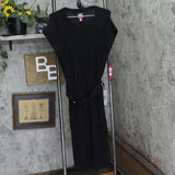 Vince Camuto Womens Textured-Knit Cap-Sleeve Belted Dress VC4M4625 Black XL