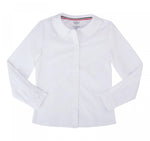 French Toast Girls Long Sleeve Woven Shirt Peter Pan Collar White 18 1/2 Plus