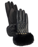 INC International Concepts Womens Studded Faux Fur Cuff Gloves IN2542504 Black M