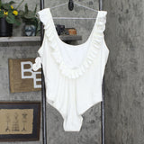 Sugar Coast By Lolli Women's Ruffled One Piece Swimsuit AAN68 White XL