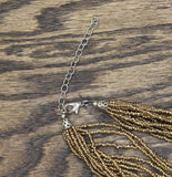 Seed Bead Twisted Wire Cluster Necklace Bronze Brown / Silver Gray 36" + 3"