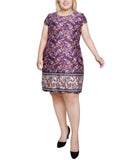 Ny Collection Womens Plus Size Cap Sleeve Knit Dress WITD3999 Otrera Purple 3X