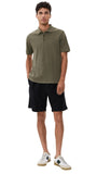 Vince Short Sleeve Variegated Texture Polo Shirt M03659768A Dome Green XL