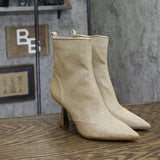 Michael Michael Kors Chain-Mesh Pointed-Toe Dress Booties Brown / Gold 5M