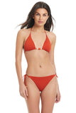 Red Carter Womens Classic Beaded Triangle Bikini Top Swim Ember Orange Brown M