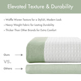 Madison Park Waffle Weave Extra Long Shower Stripe Sage Green 72 in. x 84 in.